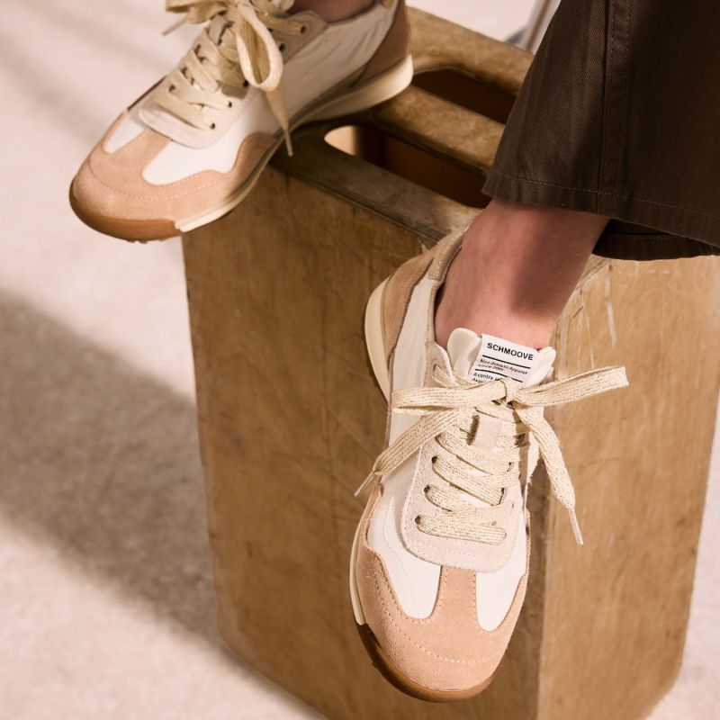 CAMDEN SNEAKER W - NYL/SDE/CRYSTAL - BLANC CASSÉ/BEIGE/OR